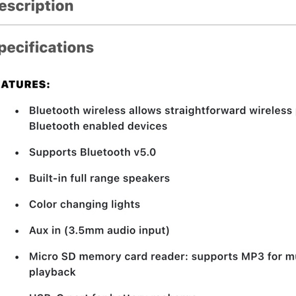 iLIVE Retro  Elegant Black Bluetooth Speaker with Color Changing lights❤️🌺 - Picture 10 of 10